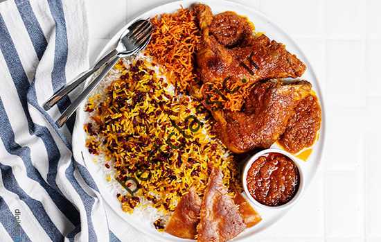 رز ته زرشک لو با مر همراه سس رتقالی